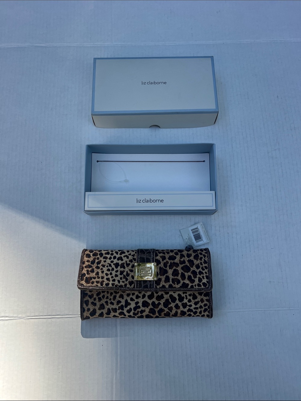 Liz Claiborne Leopard Print Key & Card Holder - Brown & Black
